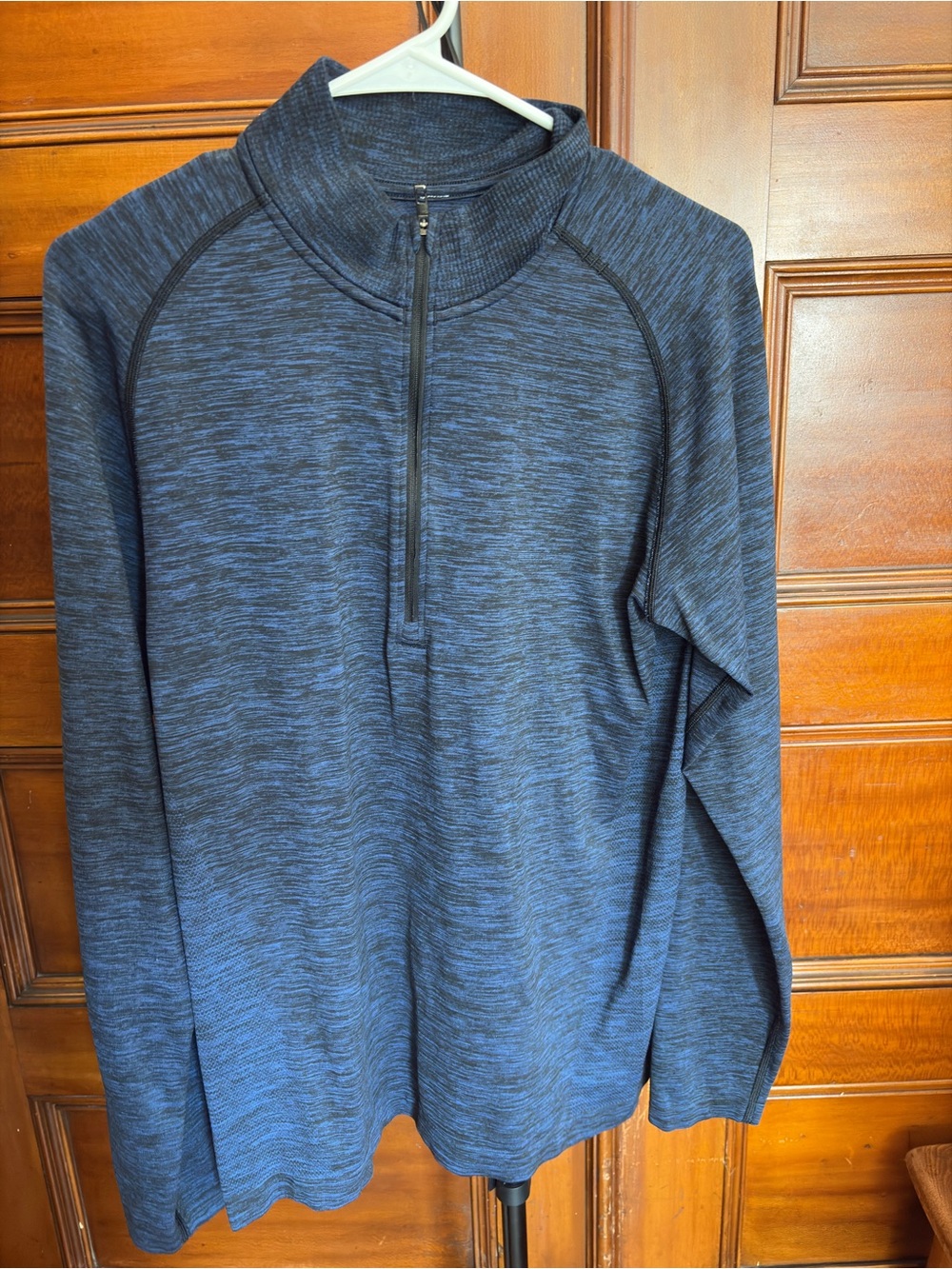 Men's Heathered Navy Zip-Up Pullover Sweater